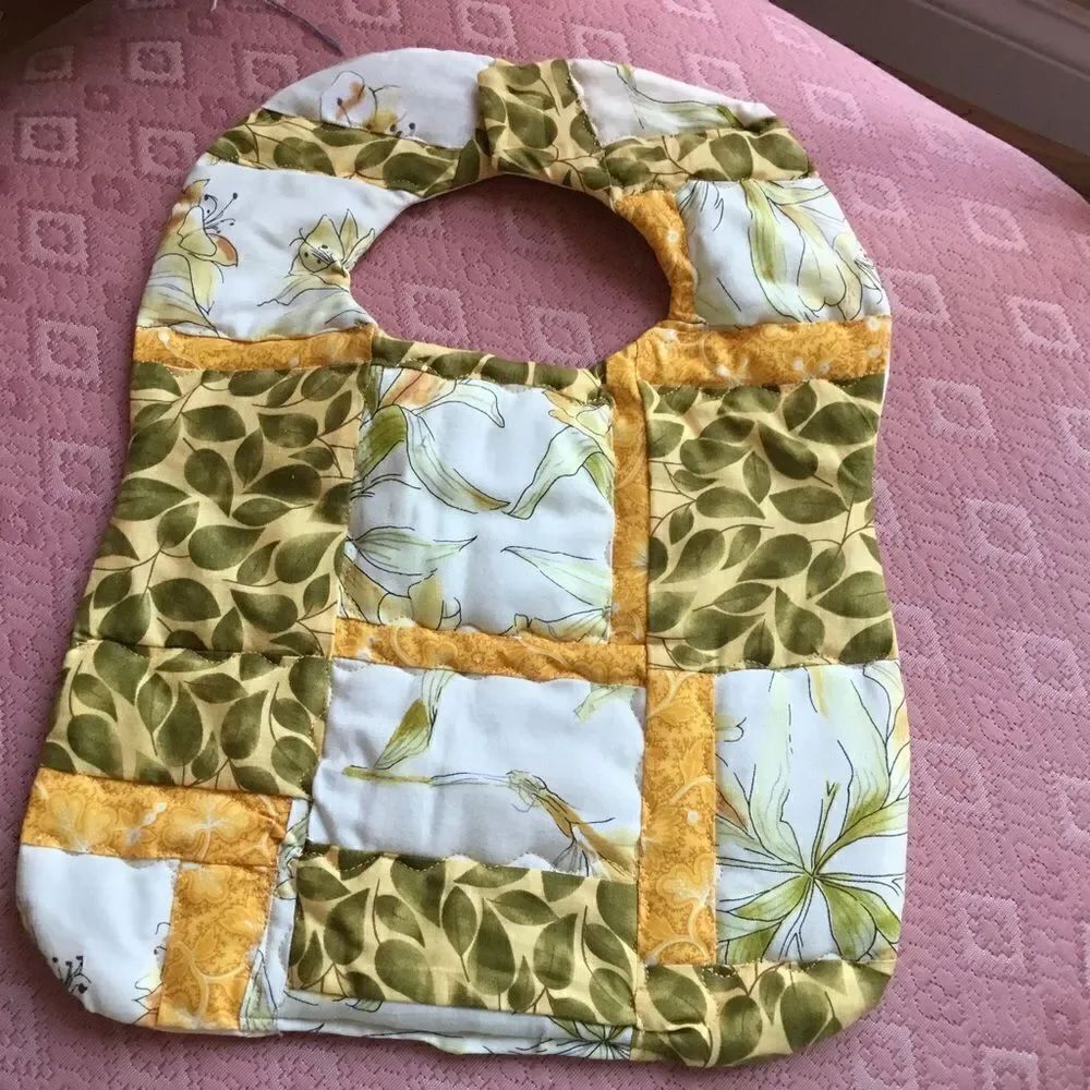 3/$25 or $12 each. Handcrafted Quilted Reversible Baby Bib in Botanical Prints